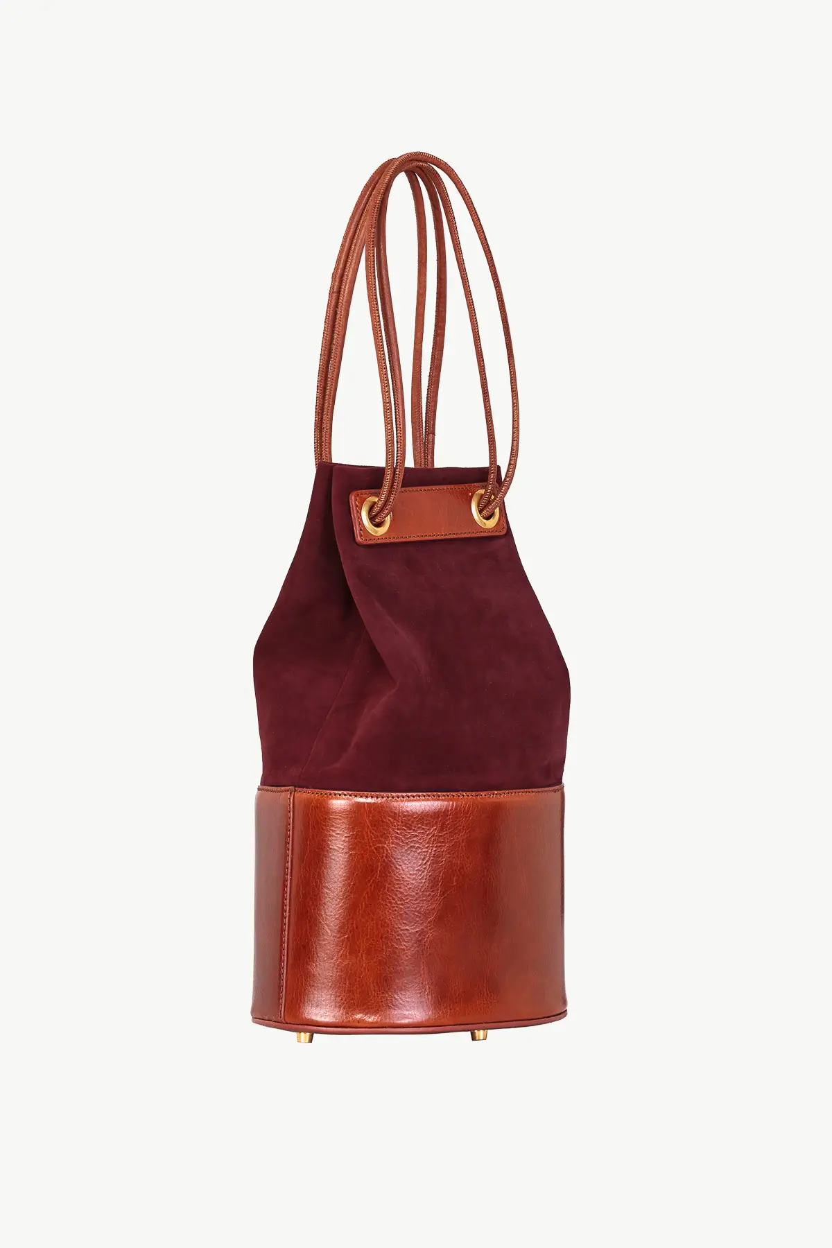 Burgundy suede bucket bag online