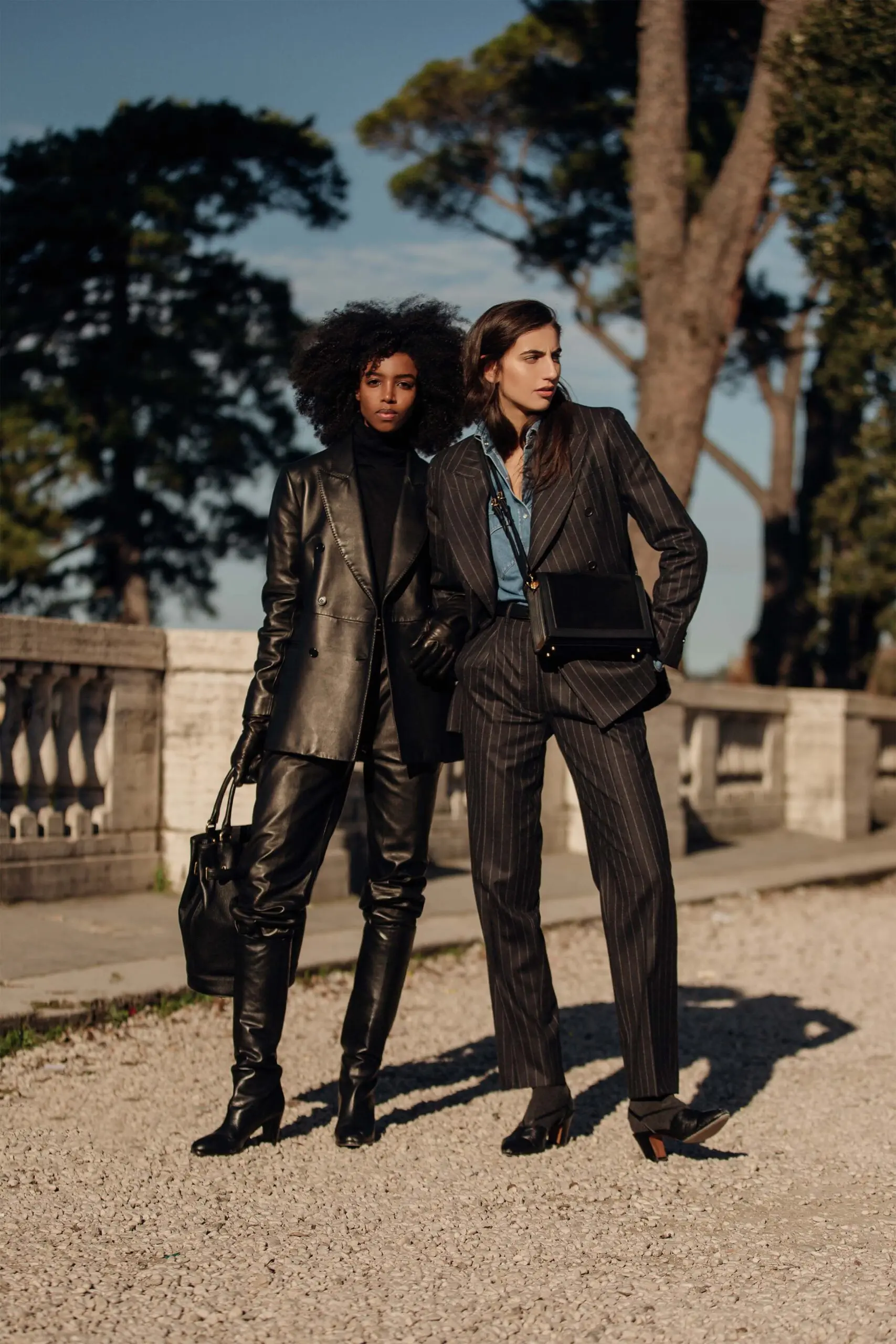 Leather outlet trousers shop