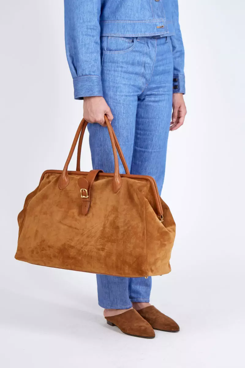 Women's orange LondonX suede leather shopping bag - CROSS